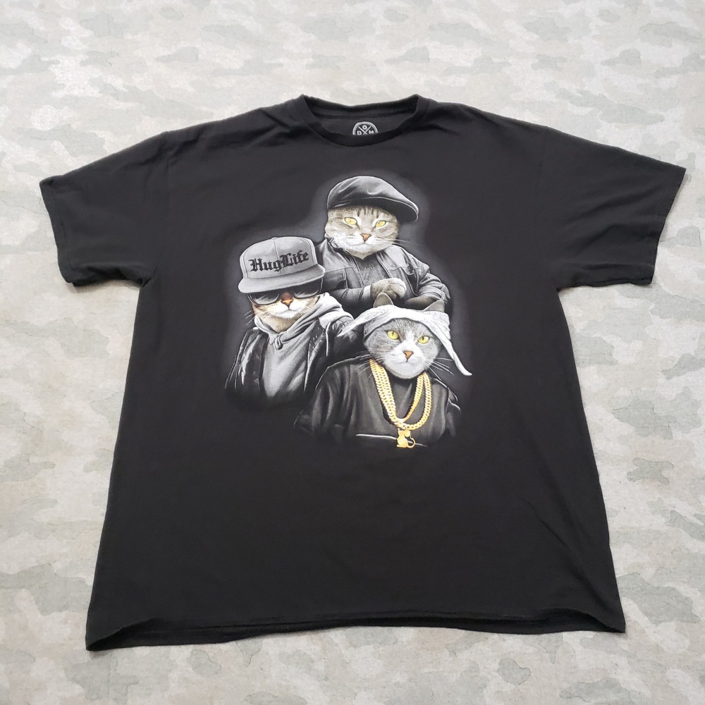 DOM Shirt Mens XL Black Short Sleeve Cats